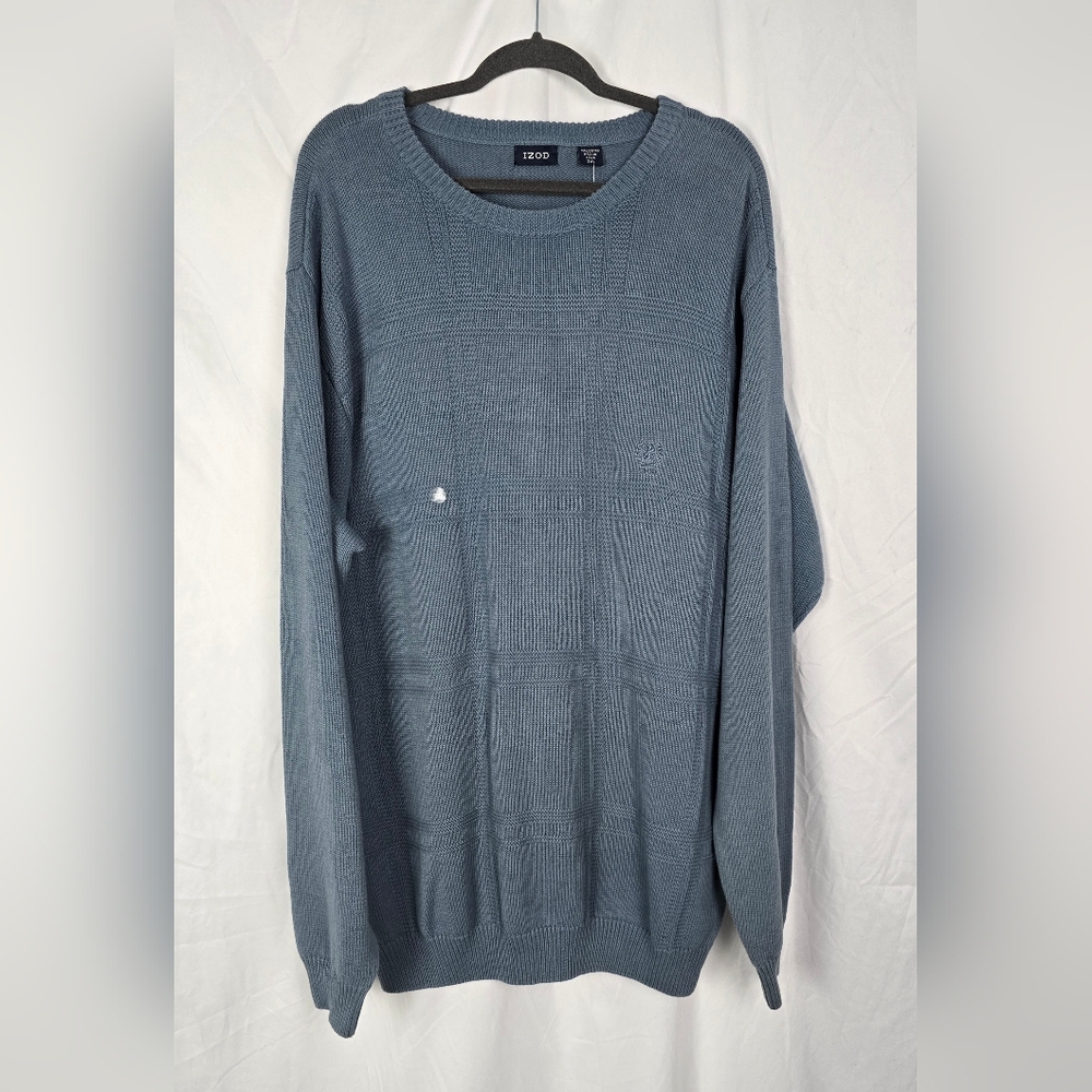 Izod Preppy Men's Blue Cotton Crew Neck Pullover Knit Sweater sz 3XL NWT
